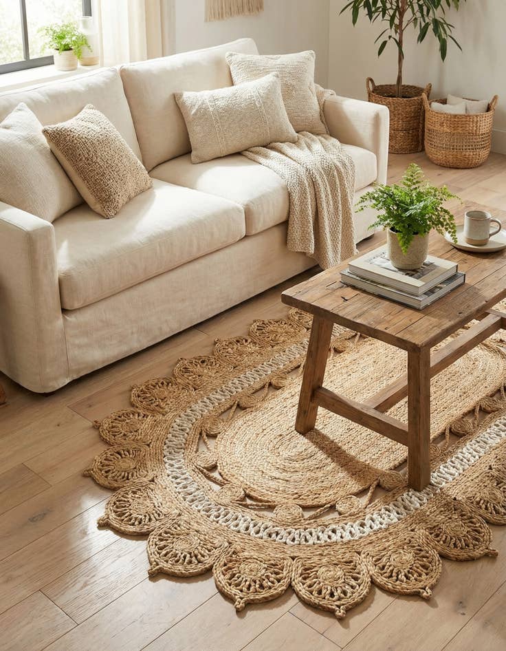 Detail image of 3' 1 x 5' 1  Hand Braided Jute Oval Rug