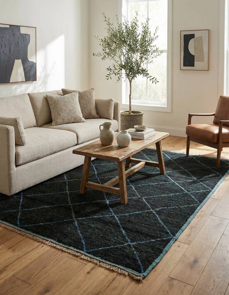 Detail image of 6' 2 x 8' 9 Hand Knotted Moroccan Wool Rug
