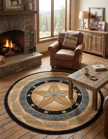 Blue Pioneer Round Rug