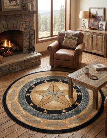 Blue Pioneer Round Rug