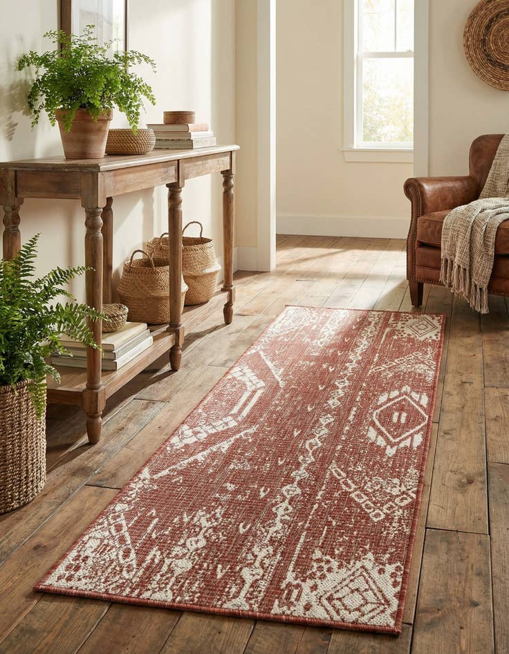Detail image of  2' x 5' 3  Washable Bohemian Indoor / Outdoor Runner Rug