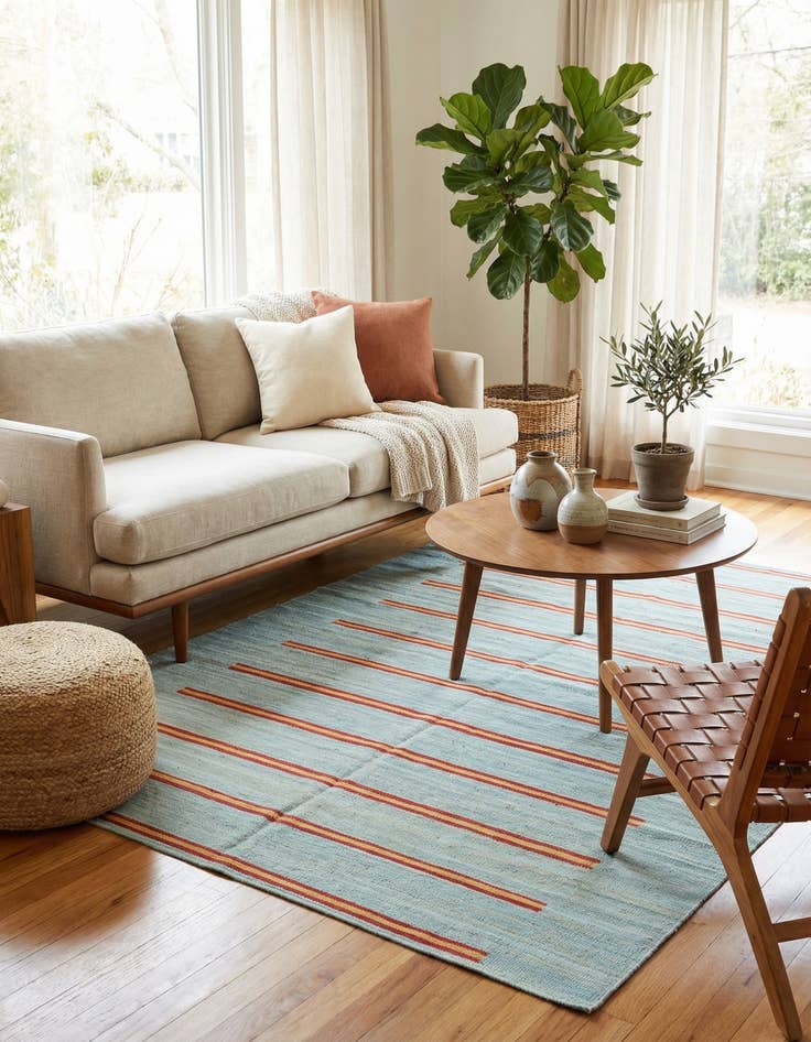 Detail image of  5' 3 x 6' 5  Hand Woven Kilim Modern Wool Rug