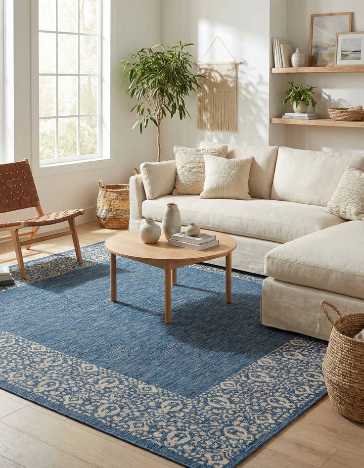 Detail image of 13' x 13'  Washable Border Indoor / Outdoor Square Rug