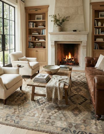 5' 10 x 8' 3 Hand Woven Kilim Maymana Wool Rug