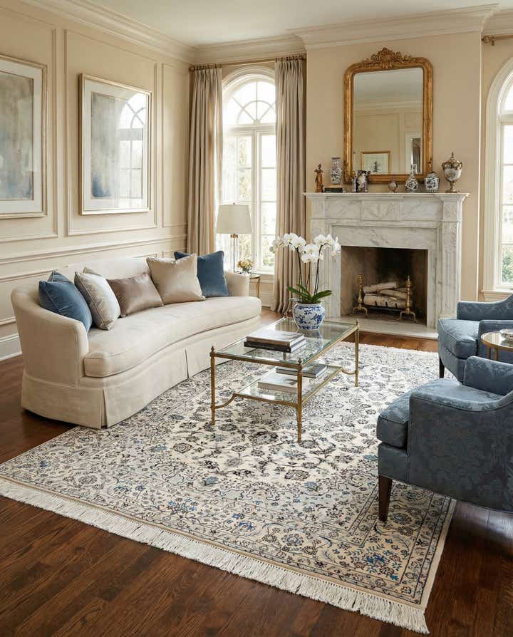 4' 11 x 8' 4 Hand Knotted Nain Rug