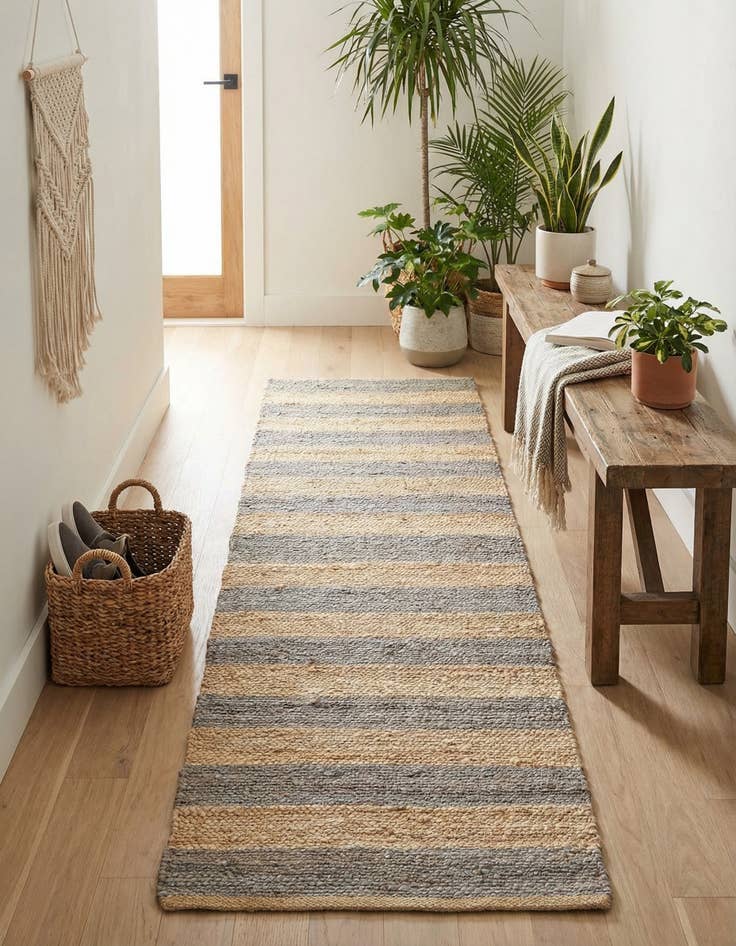 Detail image of 2' 2 x 8'  Hand Braided Jute Runner Rug