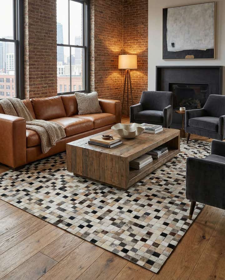 4' 11 x 8' 2 Cowhide - Patchwork Rug