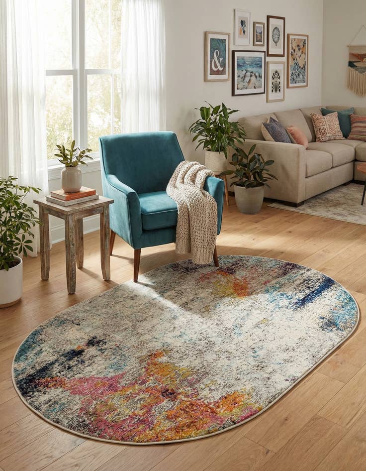 Detail image of 3' 3 x 5' 3  Washable Spectrum Oval Rug
