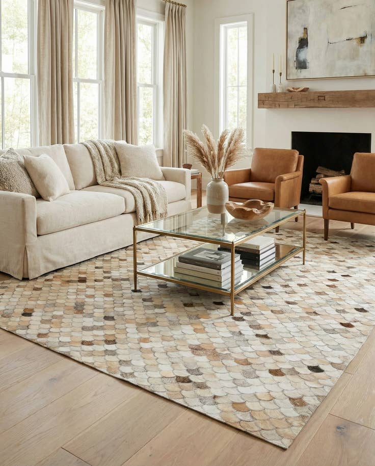Detail image of 5' 1 x 8' Cowhide Leather Rug
