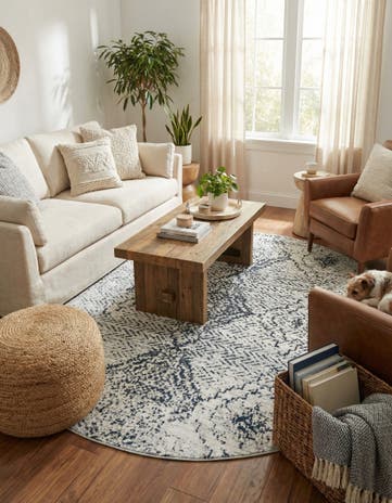 Black and White Kamala Washable Round Rug