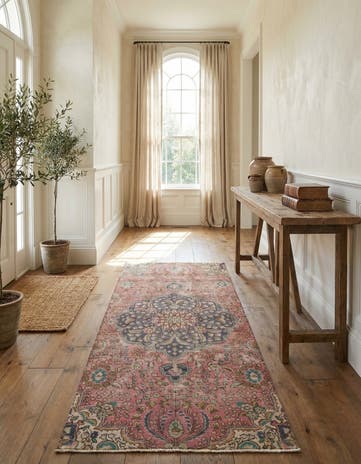 3' 10 x 8' 1 Hand Knotted Ultra Vintage Persian Wool Runner Rug