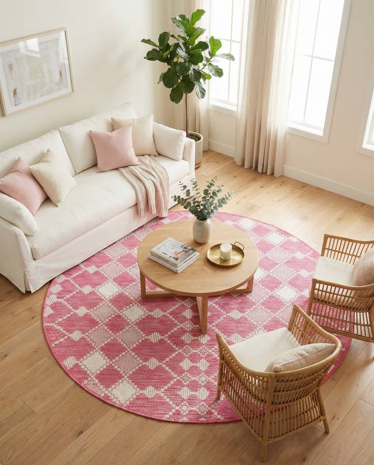 Detail image of 10' x 10' Easy-Clean Trellis Indoor / Outdoor Round Rug