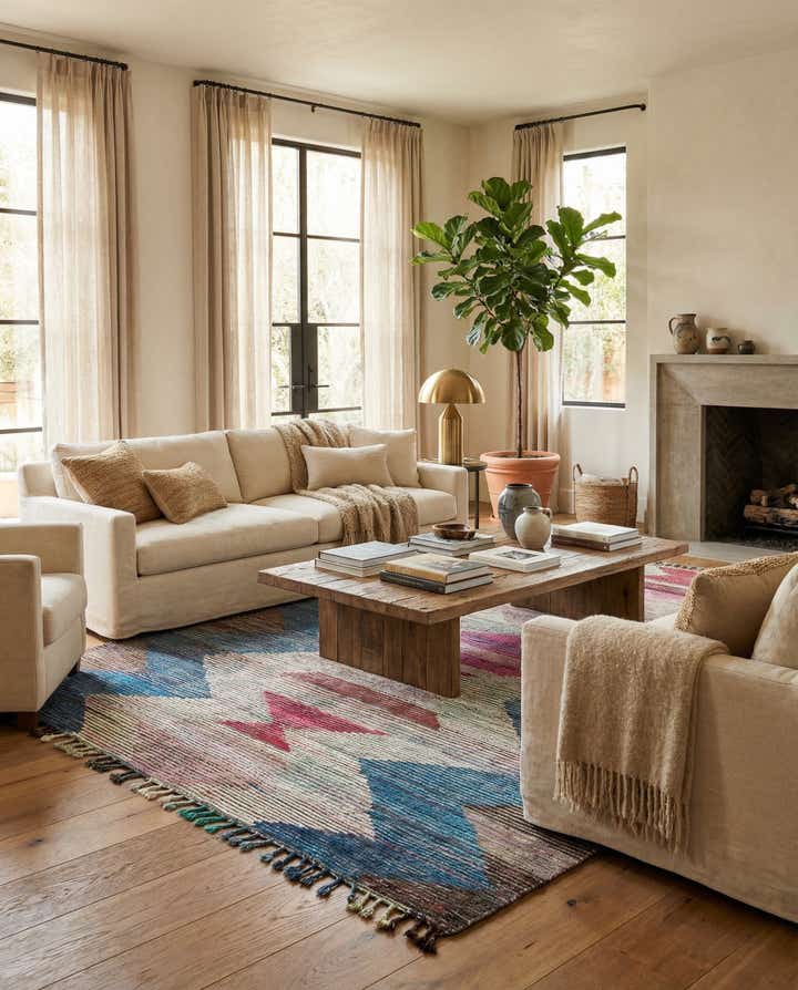 9' x 12' 5 Hand Knotted Moroccan Wool Rug