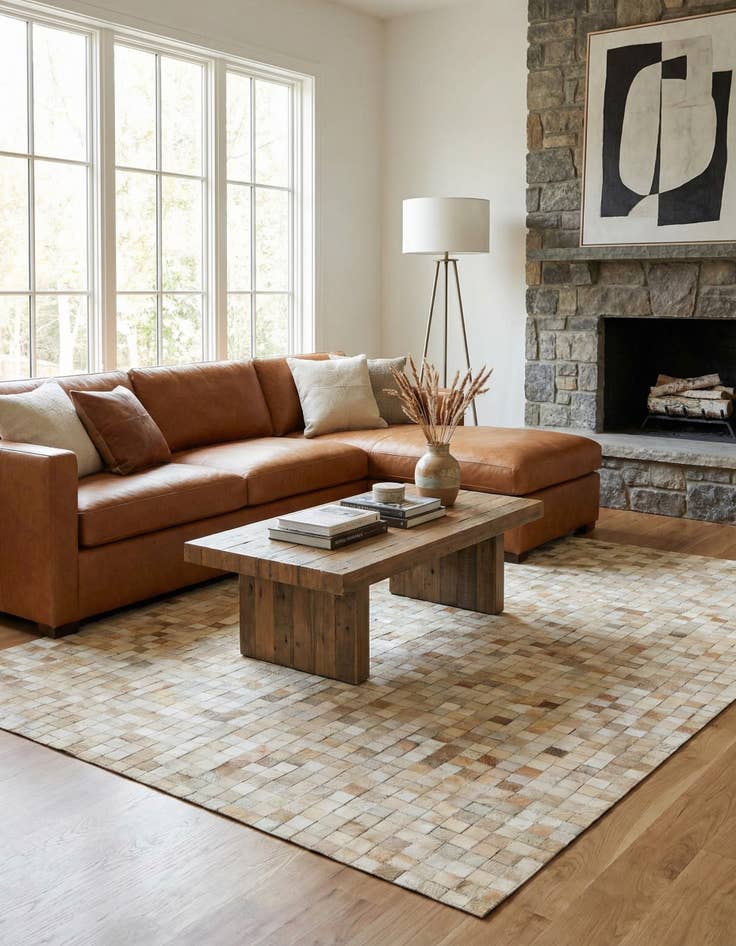 Detail image of  5' 1 x 8' Cowhide - Patchwork Rug