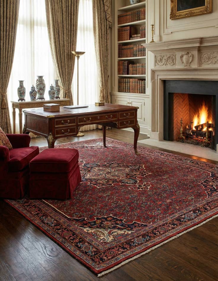 Detail image of 4' 7 x 7'  Hand Knotted Bidjar Persian Rug