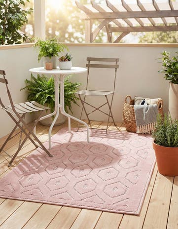 2' x 3' Easy-Clean Trellis Textured Indoor / Outdoor Rug