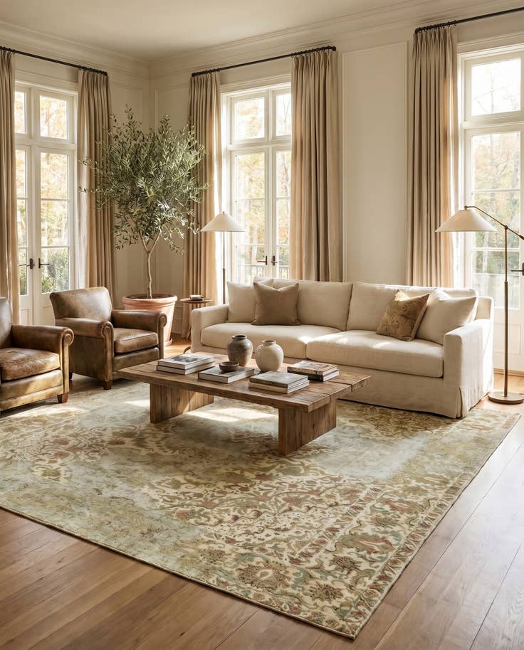 Detail image of 290cm x 375cm Hand Knotted Ultra Vintage Persian Wool Rug