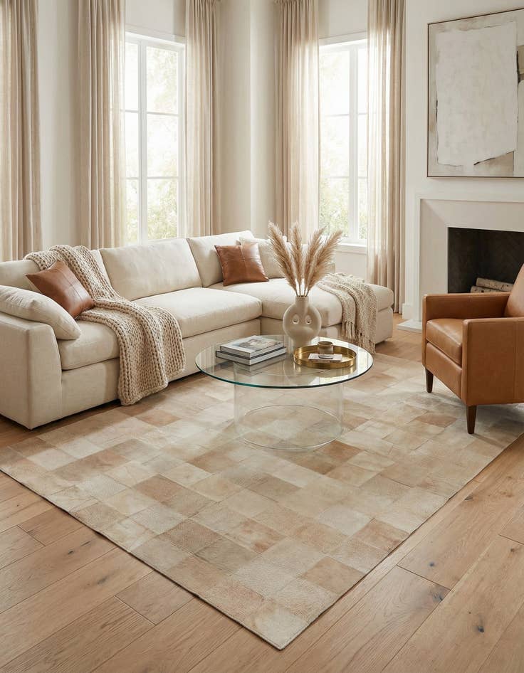 Detail image of 5' x 7' 10 Cowhide Leather Rug