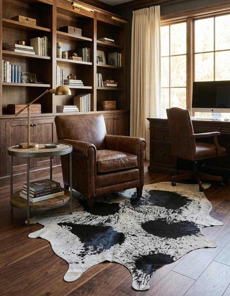 Detail image of 7' 4 x 8' Cowhide Leather Rug