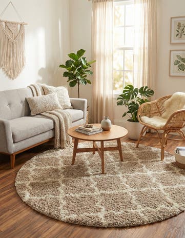 6' x 6' Moroccan Trellis Shag Round Rug