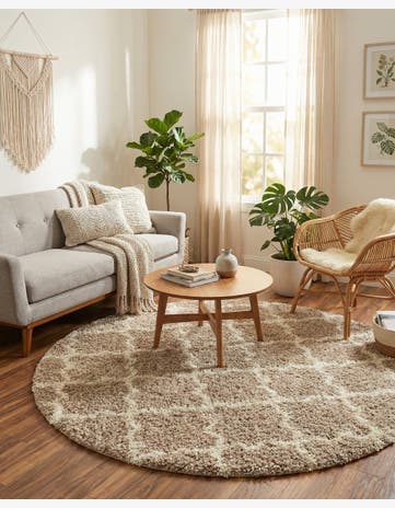 6' x 6' Moroccan Trellis Shag Round Rug