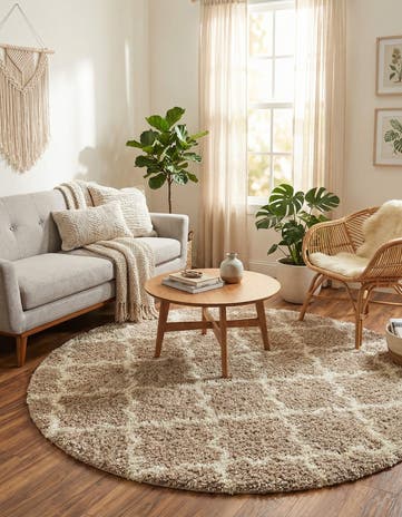 6' x 6' Moroccan Trellis Shag Round Rug
