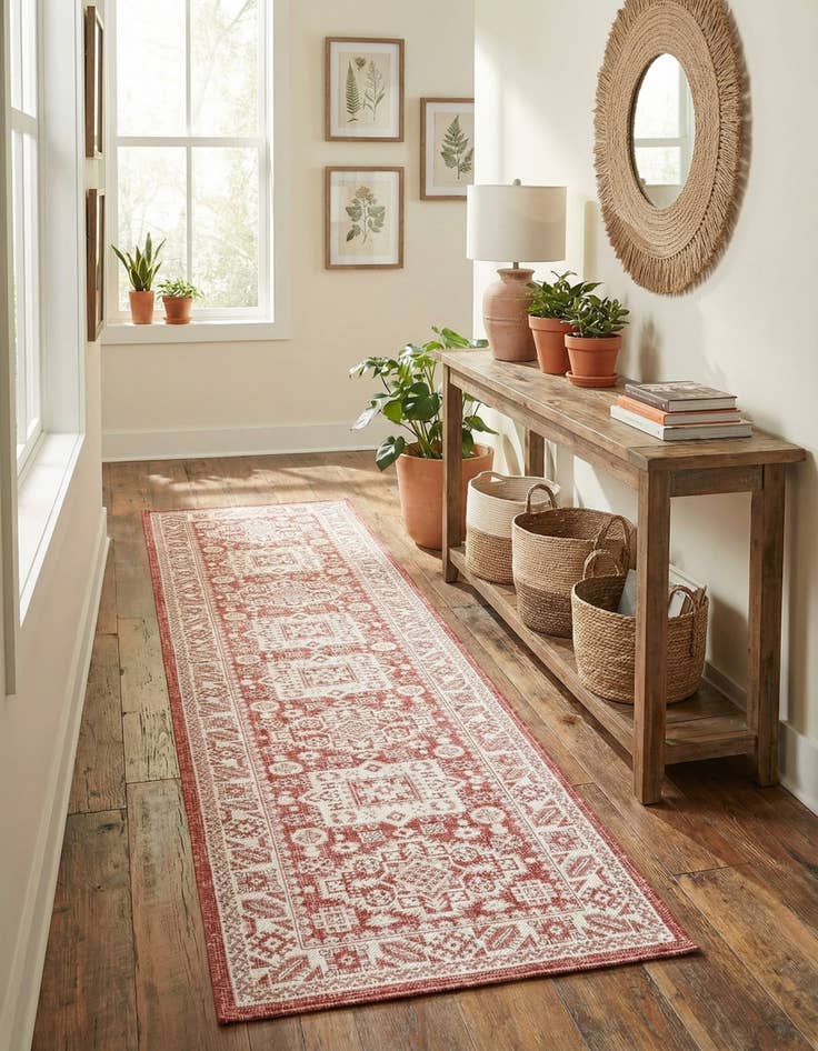 Detail image of 2' 7 x 12'  Washable Aztec Indoor / Outdoor Runner Rug