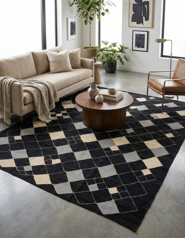 Detail image of  8' 2 x 9' 7  Hand Woven Kilim Modern Wool Rug