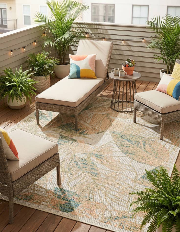 Detail image of 5' 3 x 5' 3  Washable Baja Indoor / Outdoor Square Rug