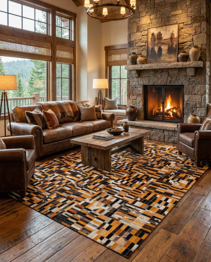 Detail image of 5' x 7' 11 Cowhide - Patchwork Rug