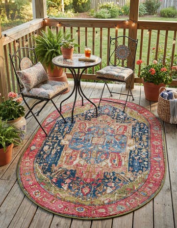 4' x 6' Easy-Clean Traditional Indoor / Outdoor Oval Rug