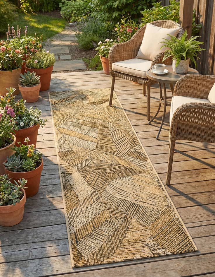 Detail image of 2' x 8'  Washable Botanical Indoor / Outdoor Runner Rug