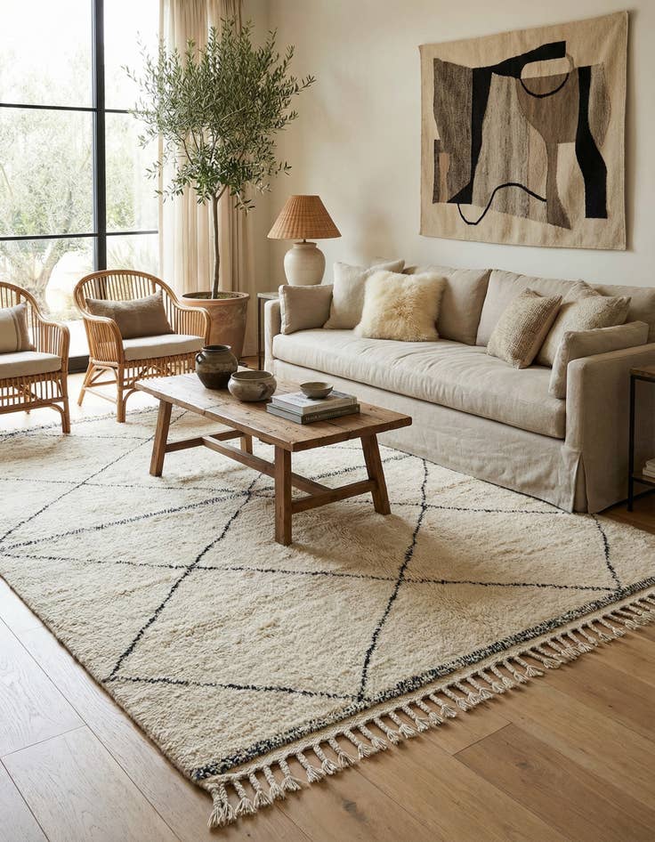 Detail image of 6' 3 x 9' 4  Hand Knotted Moroccan Wool Rug