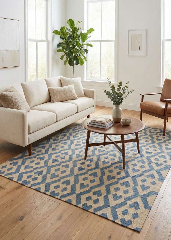 6' 2 x 7' 9 Hand Woven Kilim Modern Wool Rug