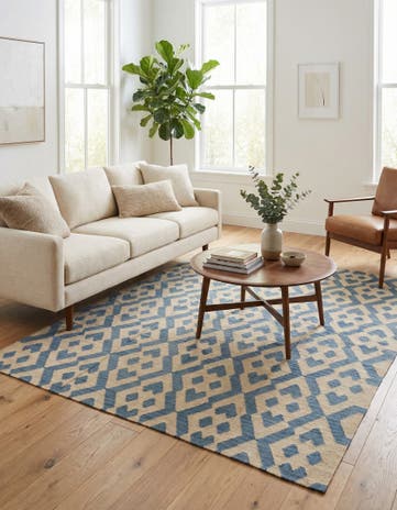 6' 2 x 7' 9 Hand Woven Kilim Modern Wool Rug