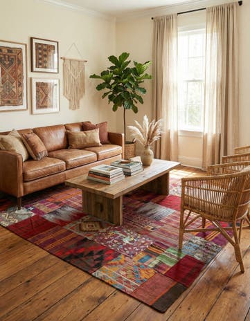 5' 6 x 8' Hand Woven Kilim Patchwork Wool Rug