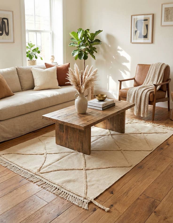 Detail image of  3' 6 x 5' 1  Hand Knotted Moroccan Wool Rug