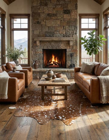 5' 10 x 6' 9 Cowhide Leather Freeform Rug