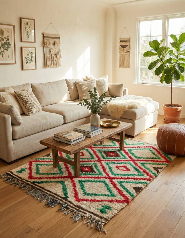 Detail image of 4' 4 x 5' 9  Hand Knotted Moroccan Wool Rug