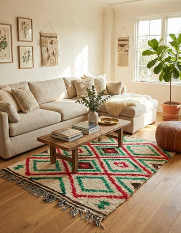 4' 4 x 5' 9 Hand Knotted Moroccan Wool Rug