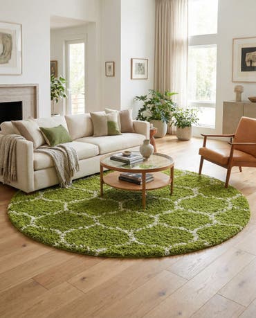  10' x 10' Lattice Shag Round Rug