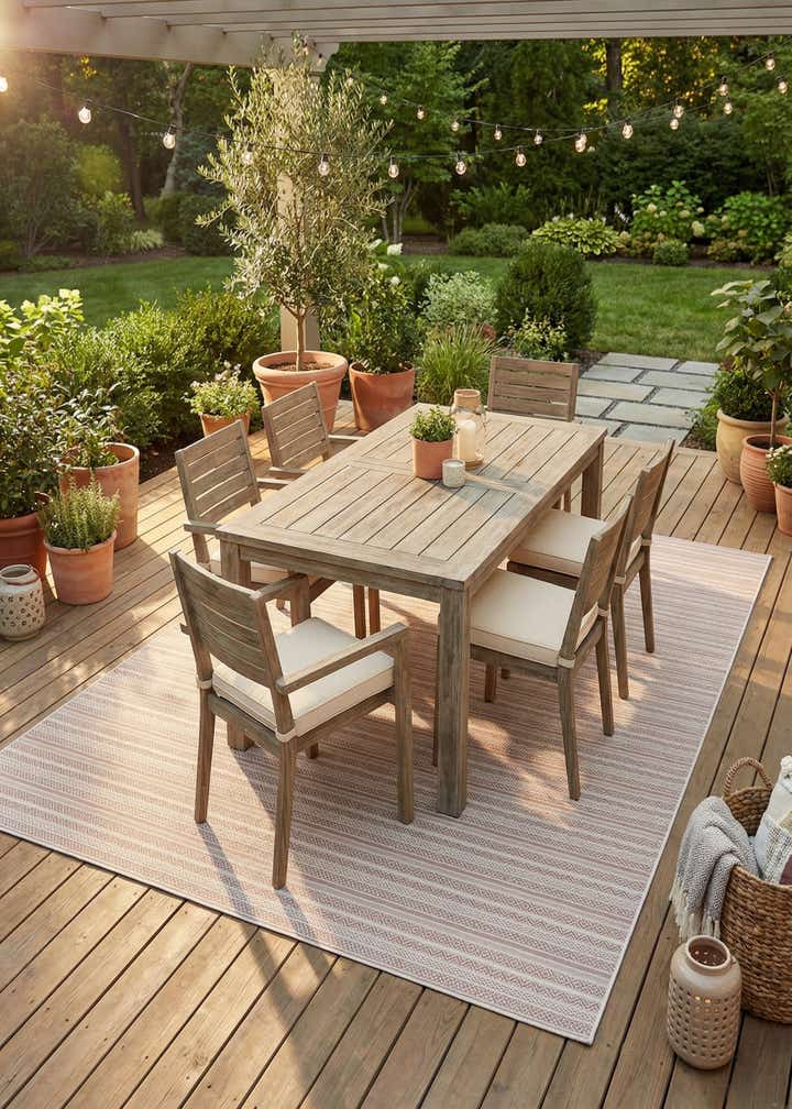 9' x 12' Easy-Clean Striped Indoor / Outdoor Rug