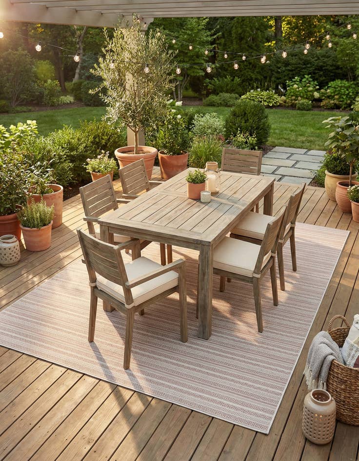 Detail image of  9' x 12'  Washable Ribbon Indoor / Outdoor Rug