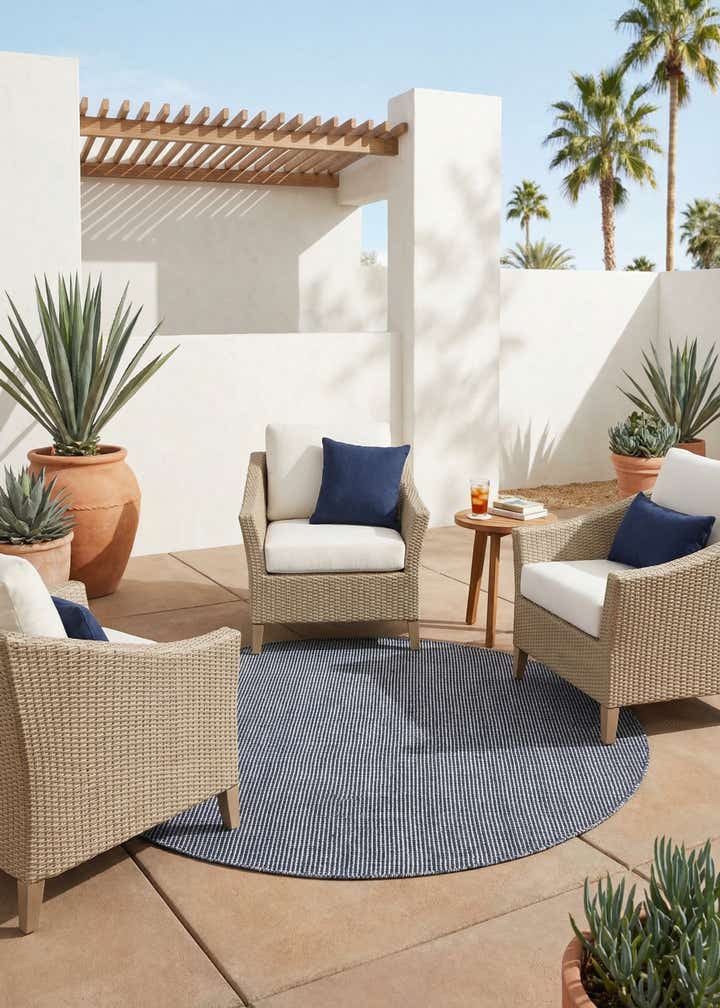 5' 1 x 5' 1 Easy-Clean Jill Zarin Palm Springs Indoor / Outdoor Round Rug