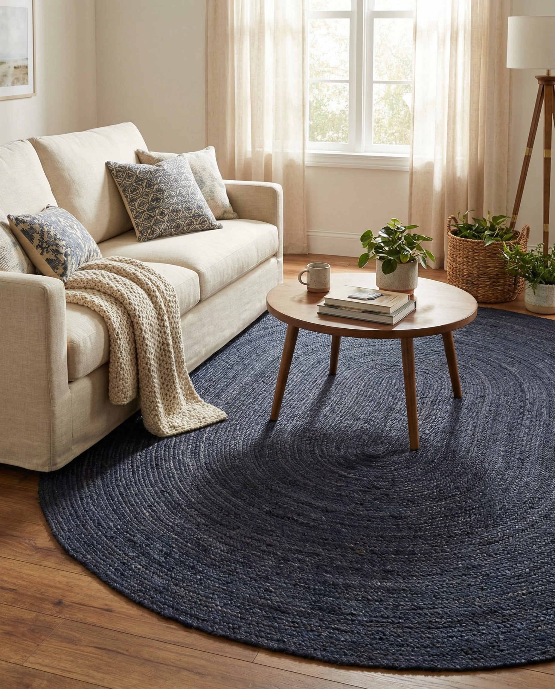 8' x 10' Handmade Braided Jute Oval Rug