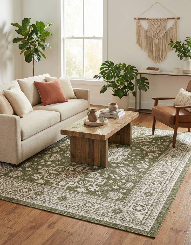 Detail image of 7' x 10'  Washable Aztec Indoor / Outdoor Rug