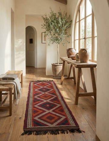 2' 3 x 8' 6 Hand Knotted Kilim Fars Persian Wool Runner Rug