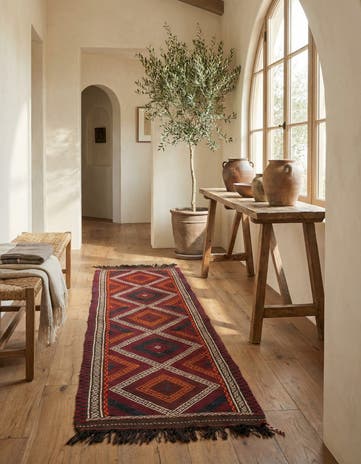 2' 3 x 8' 6 Hand Knotted Kilim Fars Persian Wool Runner Rug