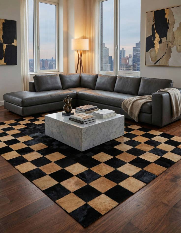 Detail image of  5' 1 x 8' 1 Cowhide - Patchwork Rug