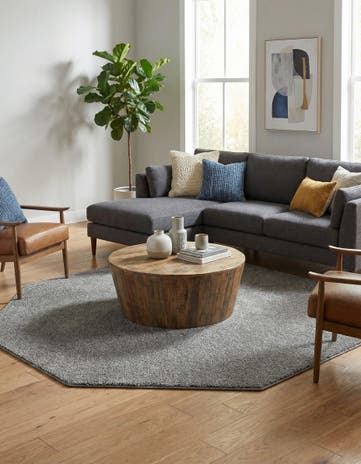 Gray Solid Frieze Octagon Rug